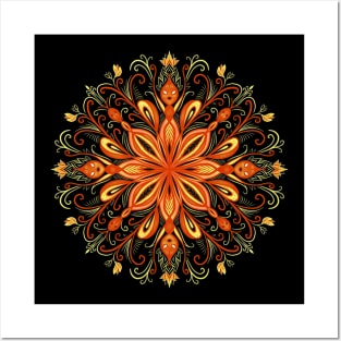 Fire Flame Creatures Mandala Posters and Art